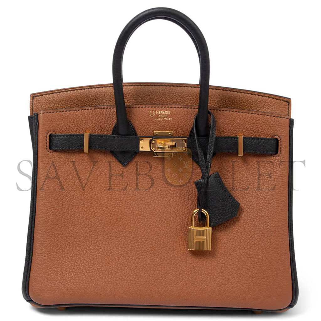 HERMES MASTER BIRKIN 25 EPSOM GOLDEN BROWN AND BLACK GOLD BUCKLE 1380217481102 (25*18*13cm)